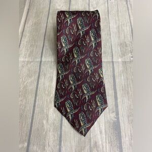 GANT 100% Silk Burgundy Teal Mens 57” Long Necktie